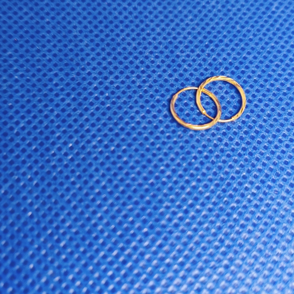 18k 8mm Diacut Loop Earrings Real Gold Pawnable Earrings